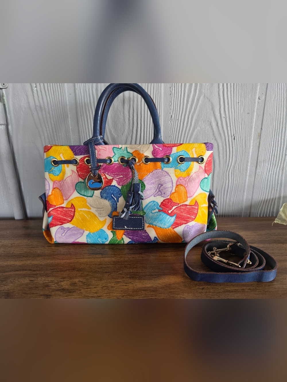 Dooney & Bourke Multicolor Floral Canvas Satchel Vintage